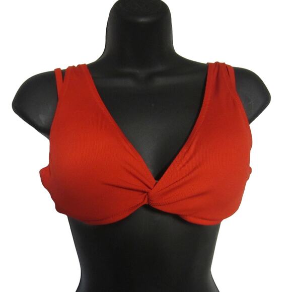 Shade & Shore Red Bikini Top Strappy Back Underwire Support 32B - Picture 2 of 7